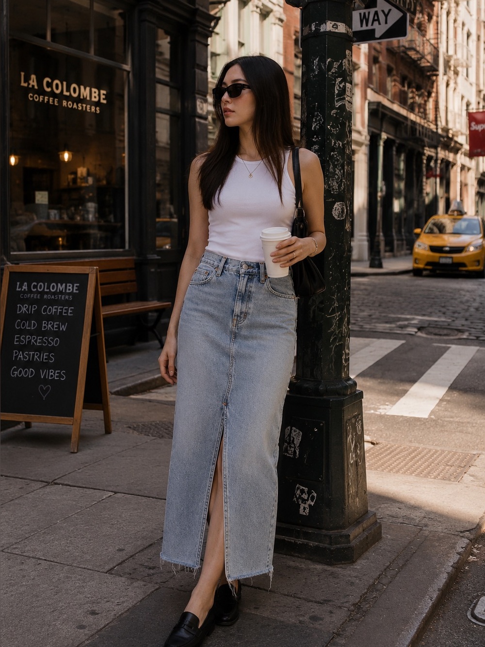 Levi’s‎ NWT High Rise Denim Maxi Skirt 31 Acid Wash Front Slit